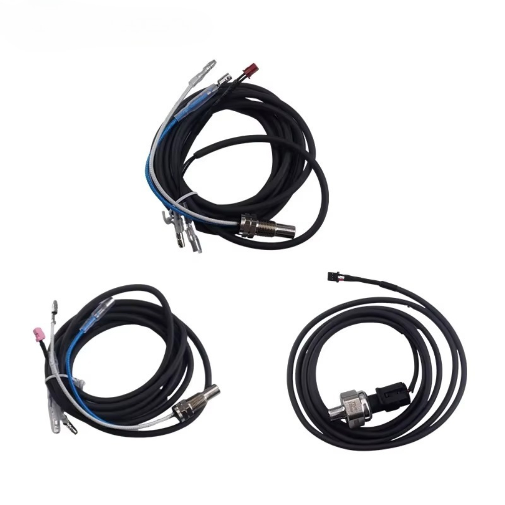 Tachofi triple gauge sender harnesses — two temperature senders and one oil pressure sender with looms